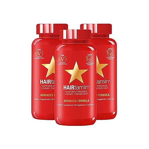 HAIRtamin Advanced Hair Vitamins for Women & Men | All Natural Vegan 5000 Mcg Biotin Capsules Hair Vitamin Supplement | Hair Skin and Nail Vitamins to Promote Hair Growth & Thickness (3 -Pack)