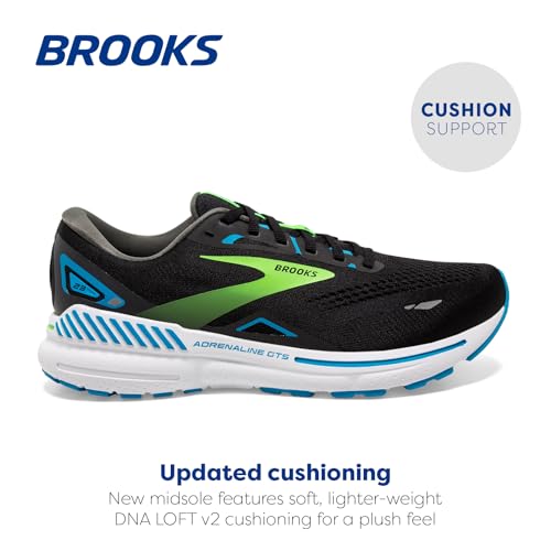 Brooks Men’s Adrenaline GTS 23 Supportive Running Shoe - White Sand/Grey/Cyber Yellow - 14 Medium