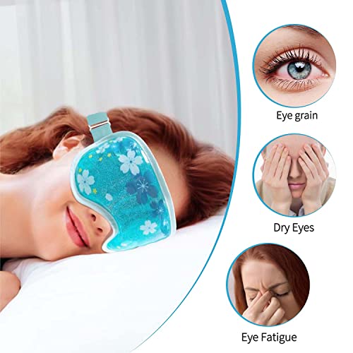 Ice Eye Mask Gel Cooling Eye Mask Reusable Cold Eye Mask for Puffy Eyes, Eye Ice Pack Eye Mask with Soft Plush Backing for Dark Circles, Migraine, Stress Relief (1PCS,Blue)