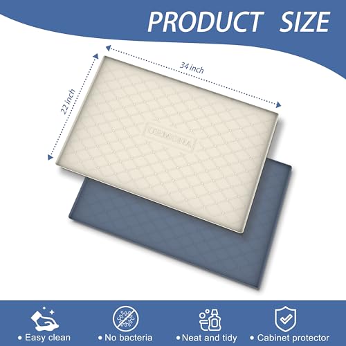 URMONA Under Sink Mat for Kitchen Waterproof, 34" x 22" Silicone Under Sink Mat for Shelf Liner Organizer, Cabinet Sink Protector Under Sink Liner for Bottom Kitchen, Bathroom(Black)