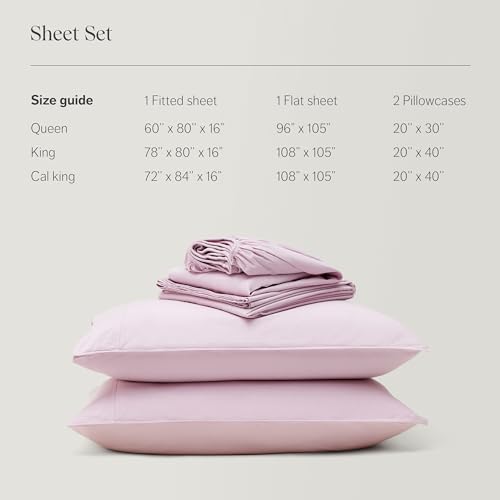 Double Stitch 100% Organic Cotton Sheet Set Queen - 300 TC Luxury Hotel Sateen Weave, GOTS Certified Long Staple Cotton, Made in India, 1 Fitted Sheet, 1 Flat Sheet, 2 Pillowcases, Blush Pink