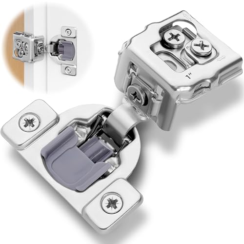 DecoBasics 100 Pack 1-1/4" Overlay Soft Close Cabinet Hinges for Kitchen Cabinets -Satin Nickel Self Closing Kitchen Cabinet Hinges Concealed with Built-in Soft Close Hinge Damper -3 Way Adjustability