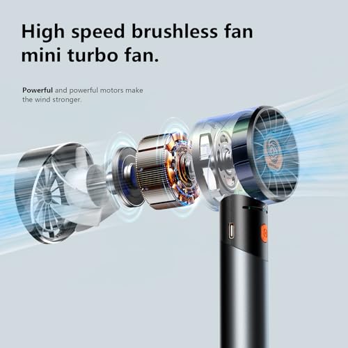Guirble Handheld Fan,Portable Turbo Fan,Powerful Personal Fan(7000rpm High-Speed Motor,Battery Work 3-16 H),USB Rechargeable Mini Handheld Fan for Travel/Outdoor/Gift/Makeup (Beige)