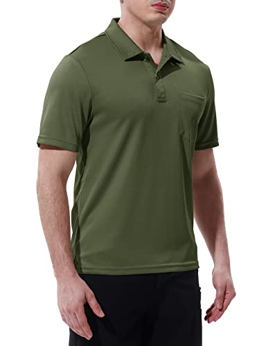 TBMPOY Men's Polo Golf Shirts Short Sleeve Quick Dry Casual Sports Business Shirt with Pocket Wine Red S