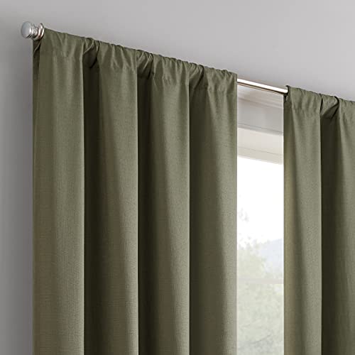 Eclipse Kendall Solid Textured Blackout Thermal Insulated Lining Grommet Window Curtain for Bedroom (1 Panel), 42 in x 84 in, Black