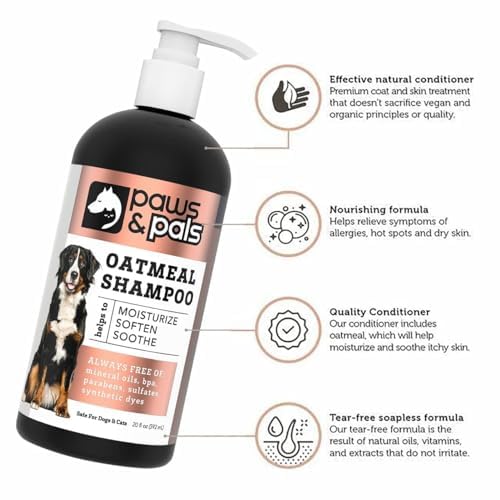 6-in-1 Dog Shampoo and Conditioner for Itchy Skin, Made in USA - 20oz Vet Formula Natural Medicated Best for De-Shedding, Itch Relief, Smelly Odor, Dry Sensitive Skin - Dogs & Cats Oatmeal Pet Wash