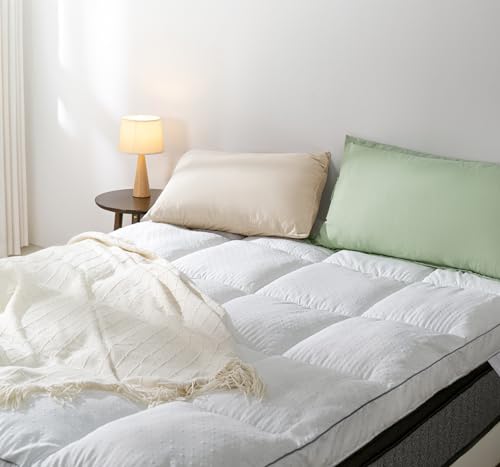 Marine Moon Twin Mattress Topper, Extra Thick Pillowtop, Cooling and Plush Mattress Pad Cover, 7D Down Alternative Fill,Soften Hard Bed