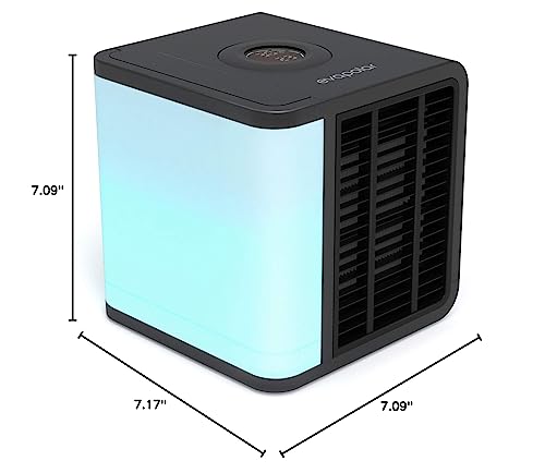 Cooling Fan for Desk and Car - Portable Evaporative Air Cooler for Camping - Small Ice Fan for Tent - Personal Air Conditioners Evalight, Black