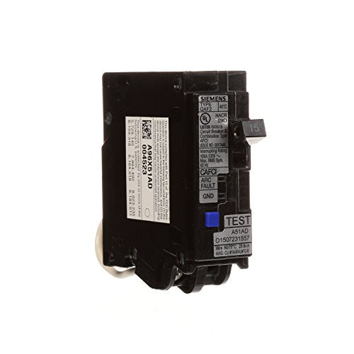 SIEMENS QA115AFC 15-Amp Single Pole 120-volt Plug-On Combination AFCI Breaker, Black