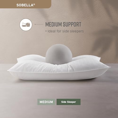 Sobel Westex Sobella Bed Pillow for Sleeping | Side Sleeper Pillow for Adults | 300TC, 100% Cotton Case | Soft, Machine Washable Hotel Quality Pillow | Standard Pillow 20 X 26