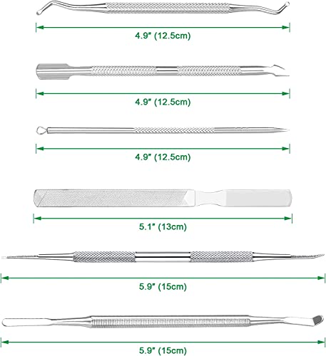 6-Pack Ingrown Toenail File and Lifters, Professional Surgical Stainless Steel Ingrown Toenail Removal Tool Kit, Manicure Treatment Pedicure Tools for Feet Under Nail Cleaner Correction Polish Pain