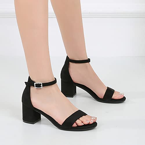 Women's Block Heels 2.5 Inch Strappy Heels Dressy Sandals Ankle Strap Lady Low Heels Chunky Heeled Sandals 301 Nude Size 7 women