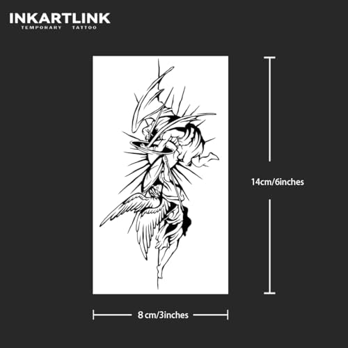 INKARTLINK Tattoo Tech, 2 Sheets Large Semi Permanent Tattoo, Adult Art Design Temporary Tattoos, Lasts 1-2 Weeks, Waterproof, Realistic Look, No Adhesive, No Reflection (Lion Design)