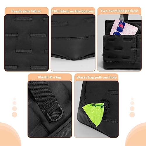Petsfit Small Dog Purse Carrier, Portable Pet Carrier Tote Cat Carrier with Adjustable Safety Leashs, Pocket, Poop Dispenser, Waterproof TPU Bottom, Black