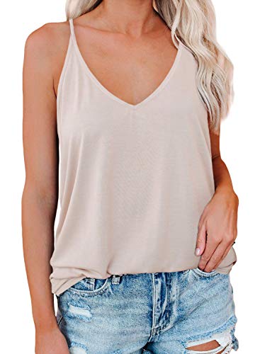 LOLONG Womens Causal Summer V Neck Spaghetti Strap Shirts Floral Tank Tops