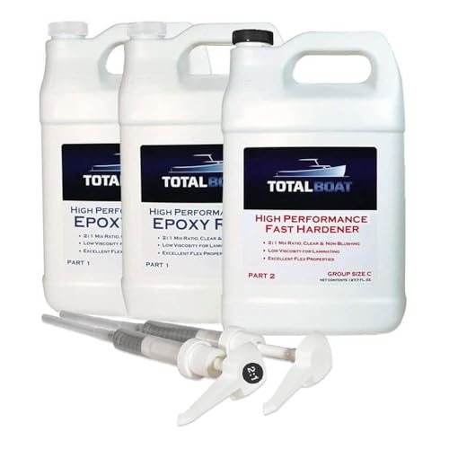 TotalBoat-510825 High Performance Epoxy Kit, Crystal Clear Marine Grade Resin and Hardener for Woodworking, Fiberglass and Wood Boat Building and Repair (Gallon, Medium)