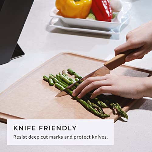 Elihome Classic Series Cutting Boards 2-piece set, Natural Wood Fiber Composite, Dishwasher Safe, Eco-Friendly, Juice Grooves, Non-Porous, Made in USA, Medium (10"x 13"x 1/4”) Small (7" x 10" x 1/4")