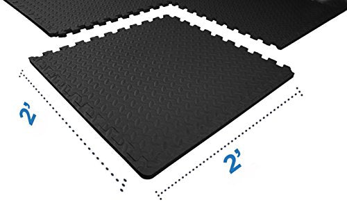 Signature Fitness Puzzle Exercise Mat with EVA Foam Interlocking Tiles, Gray, 1/2” Thick, 36 Tiles, 144 Sq Ft