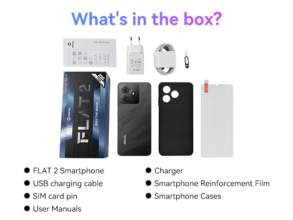 OSCAL Android Phones Unlocked for T-Mobile, FLAT 2 Android 15 Phone(2025), 12GB+128GB/2TB TF Octa Core, Dual SIM Phones Unlocked (US Warranty), 5000mAh, 90Hz,6.56"HD+, 4G/GPS/Fingerprint/Face ID-Black