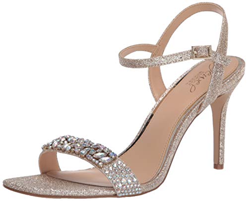 Jewel Badgley Mischka Women's Natasha Heeled Sandal, Gold Glitter, 5.5 Medium US
