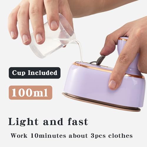 Steamer Iron For Clothes Travel Mini: Handheld Size Portable Fabric Clothing Steamers Small Hand Garment Electric Steam Ironing Machine For Clothes Travel College Dorm Home Essentials-Purple