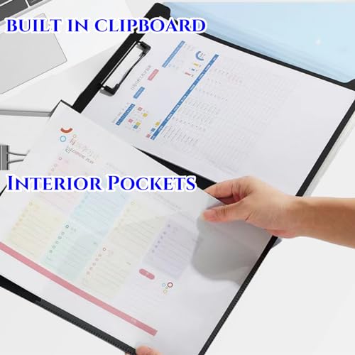 TFDLCG zm 13 Pocket Expanding File Folder,2 Pack Portfolio Accordion File Organizer,A4 Letter Size Paper Document Receipt Folder for Classroom, Home, Office and Travel (Blue+Green)