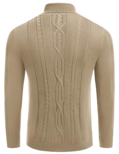 COOFANDY Blue Turtleneck for Men Long Sleeve Slim Fit Sweater Casual Warm Twisted Knitted Pullover Sweaters