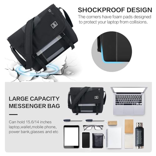 OIWAS Messenger Bag for Men, 14 Inch Laptop Crossbody Bags Women Casual Satchel Shoulder Bag College Travel Office Briefcase