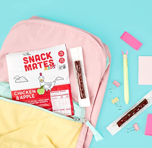 The New Primal Snack Mates Chicken & Apple Sticks, Gluten Free Healthy Snacks for Kids, Low Sugar High Protein Back to School Snacks, Mini Paleo Jerky Meat Stick, 7g Protein, 60 Calories, 10 Pack