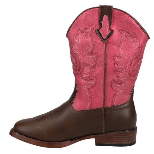 ROPER Kids Girls Texsis Square Toe Casual Boots Mid Calf - Brown, Pink - Size 13 M