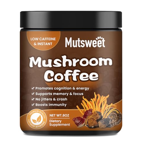 Mushroom Coffee for Smoothies/Latte, Mushroom Powder Blend (57 Servings) with Lions Mane, Reishi, Cordyceps, Turkey Tail, Chaga - Mushroom Supplement for Energy, Focus, Immune- 8 oz