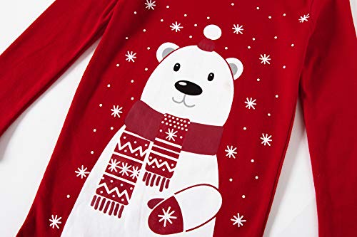 Family Feeling Big Girls Boys Long Sleeve Christmas Pajamas Sets 100% Cotton Pyjamas Kids Bear Pjs Size 14 Red