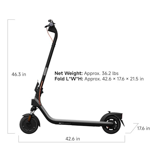 Segway Ninebot E2 Plus II Electric Scooter, 15.5 MPH, 16 Miles Max Range, Front Suspension, 8.1" Shock-Absorbing Tires, Dual Brakes, Scooter for Adults, UL-2272 2271 Certified