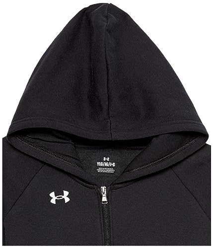 Under Armour girls Rival Fleece Full Zip Hoodie, (001) Black / / White, X-Small