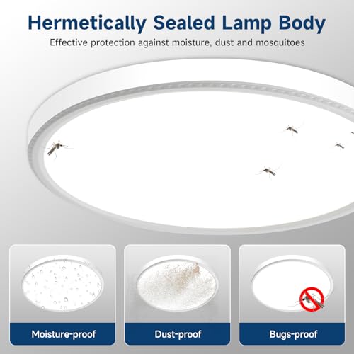 WKONCLDY 7.5Inch LED Ceiling Lights, 5 Colors Selectable (3000K/3500K/4500K/5000K/6000K) Flush Mount Ceiling Lights, Ultra Thin LED Ceiling Lights Fixtures 0.87Inch for Dinning Room