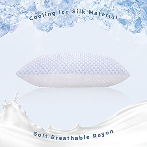 OSBED Shredded Memory Foam Pillows Standard Size Set of 2, Cooling Pillows for Sleeping 2 Pack, Adjustable Loft Bed Pillows, Firm or Soft Pillows for Side, Back, Stomach, Hot Sleepers (20"x 26")