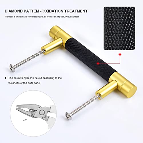 TRUSTMI Cabinet Pulls 10 Packs 3-3/4 Inch Hole Center Drawer Pulls Knurling Diamond Pattern Bathroom Hardware Kitchen Cupboard Handles, Matte Black and Gold