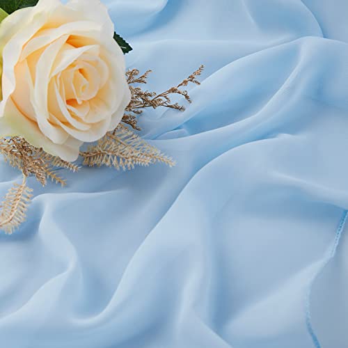 Beige Chiffon Table Runner Sheer: 10 Pieces 14x120 Inches Wedding Table Runners - 10ft Soft Fabric for Bridal Baby Shower Decorations