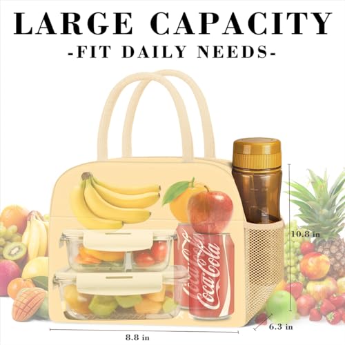 KUBYA Lunch Bag Women, Lunch Box for Women Men Insulated Reusable Lunch Bag Large Capacity Lunch Tote Bag Lunch Container for Office Work Picnic Beach or Travel(Purple Flower)