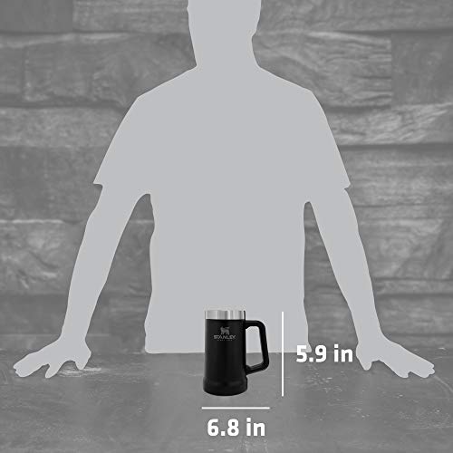 Stanley Adventure Big Grip Beer Stein, 24oz Stainless Steel Beer Mug, Double Wall Vacuum Insulation, Matte Black