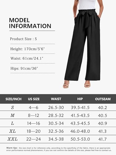 FREEOAK Womens Wide Leg Pants High Waisted 2024 Trendy Outfits Summer Slacks Lounge Bottom Office Business Flowy Palazzo Pant