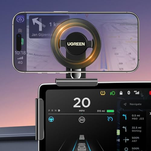 UGREEN Phone Holder for Tesla MagSafe Strongest Magnet Power Magnetic Phone Mount Holder for Tesla Model 3 Y, iPhone Phone Mount Compatible with iPhone 15 14 13 Plus Pro Max Series