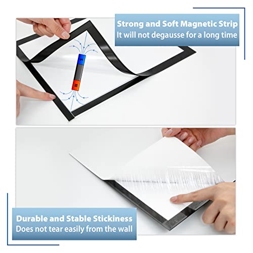 VAIIGO 8.5" x 11" Magnetic Self-Adhesive Display Frame, Double Sided Window Magnetic Sign Holder with Clear PVC and Strong Magnetic for Office/Home/Store/Door/Glass/Wall Display Frame (Black, 2Pack)