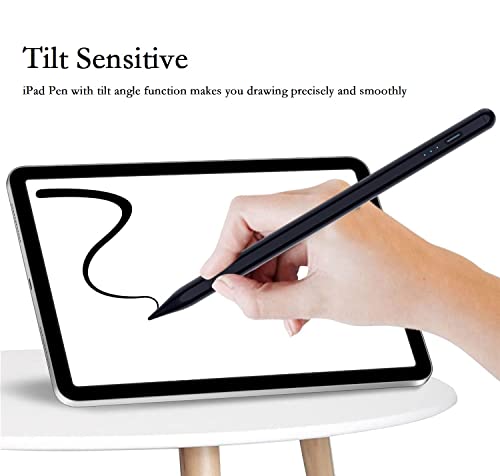 Stylus Pen for iPad with Palm Rejection,5 Extra Tips,Tilt Sensitive for iPad Pencil Compatible (2018-2023) for iPad 10th/9th/8th/7th/6th,Pro 11/12.9 in,for iPad Air 5th/4th/3rd,for iPad Mini 6/5