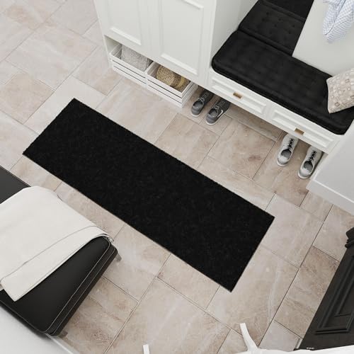 Ottomanson Indoor Solid Shag Design Rubber Back 2x6 Soft Pile Shag Runner Rug for Hallway, Entryway, Kitchen, Living Room, Bedroom, Bathroom, 2' x 6', Black