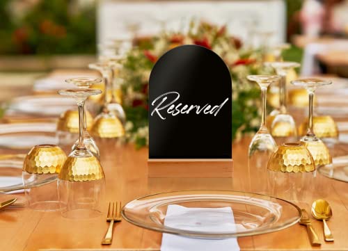 ORGANTEAM Acrylic Sign Blank Sheet with Wooden Stands Holders Wedding Table Numbers, 10 pack DIY 4x6 blank Black Arch Signs for Wedding reception, Centerpiece, Decoration, Party, Anniversary, Event, Black