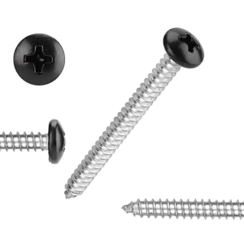 White Head 100 PCS #8x1" Stainless Steel Phillips Pan Head Wood Screws,Stainless Steel 18-8 A2(304) Screw,Home Screw Kit by QISHENG