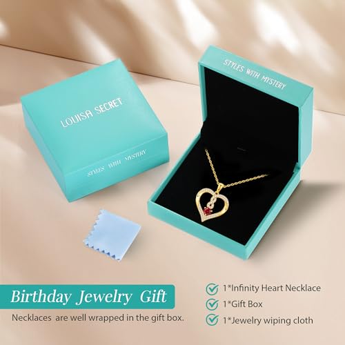LOUISA SECRET Infinity Heart Birthstone Necklaces for Women, 925 Sterling Silver Forever Love Pendant Jewelry for Her, Ideal Gift for Wife, Girlfriend, Mom on Birthday, Anniversary, Mother's Day Gift