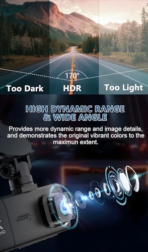 Dash Cam Front and Rear Camera 3 Channel 2.5K+1080P+1080P, Dash Cam Front and Inside Camera Included 64GB Card, Dash Camera for Cars with Infrared Night Vision, Parking Monitor, Accident Lock