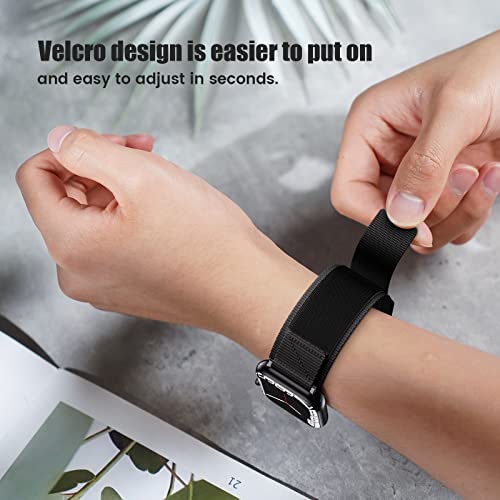 ABELTA Band Compatible with Apple Watch 41mm 40mm 38mm, Braided Nylon Band with Velcro Design, Sports Trail Women Men strap for iWatch Apple Watch Series 9 8 7 6 5 4 3 2 1 SE (Black)